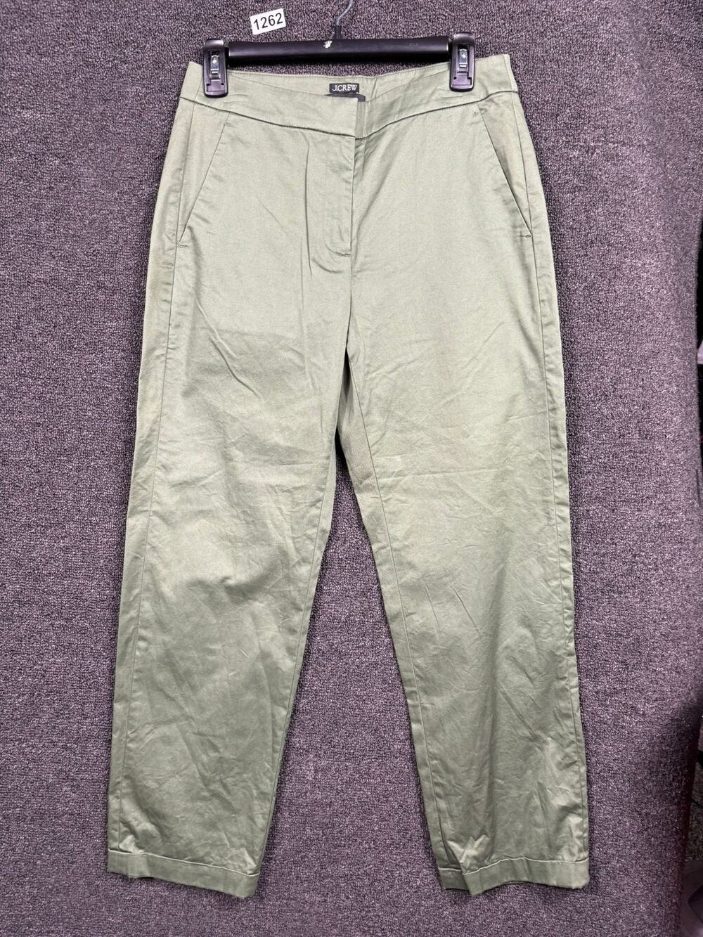 J.CREW Kate Cuffed Straight-leg Pant Womens Size 4 Green Lightweight Chino